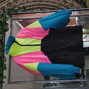 Bright neon pink yellow blue retro winter jacket vintage